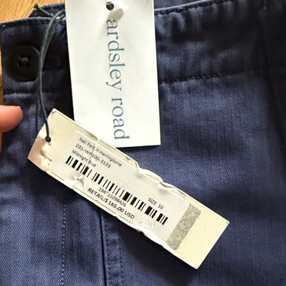Alex Mill NWT size 10 Neil Pants in Herringbone Midnight Blue - Picture 2 of 11